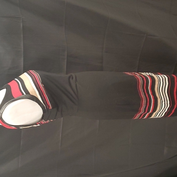 WHBM Leather Accent Stripe Midi Dress SZ 6 - Picture 5 of 12